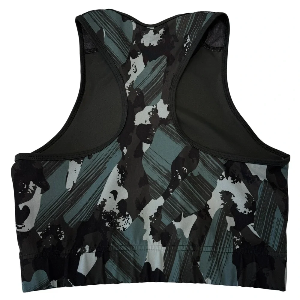 Adidas‎ Women's Camo Print Racerback Sports Bra Black Green Size M #531